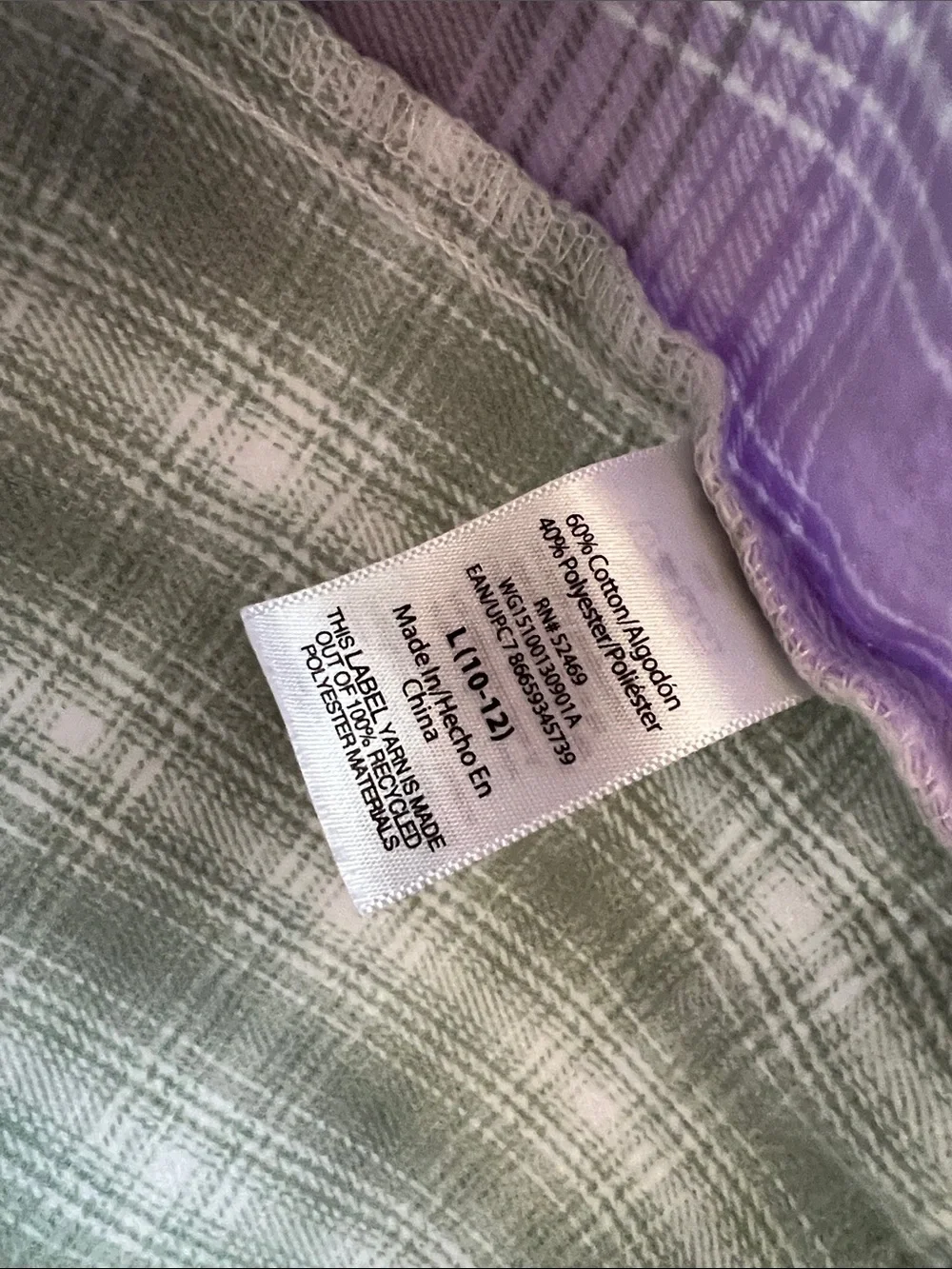 L (10/12) | Wonder Nation Plaid Shacket in Light Green & Lavender
